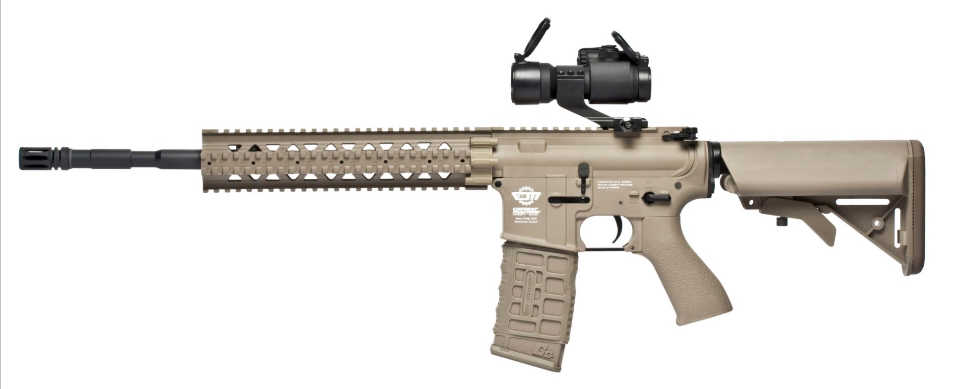 G&G Armament CM16 R8-L with Red Dot Sight in Tan